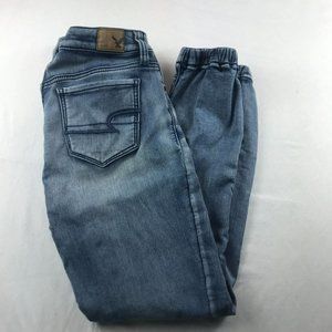 AEO American Eagle Outfitters Denim Joggers Size 0 Super Stretch